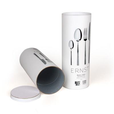 China Airtight Fork Packaging Tube Paper Composite Cans Plastic Cap Custom Printing for sale