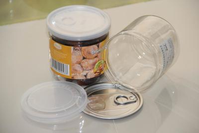 Chine boîtes métalliques 380ml en plastique rondes claires ouvertes faciles pour l'empaquetage sec de fruits à vendre