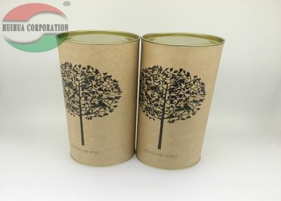 China Wine Bottle Kraft Paper Tube Packing with Printed Logo / Wooden Cork Lid for sale