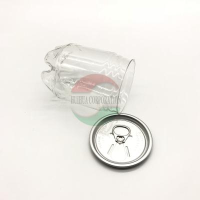 China 250ml Cylinder Transparent Plastic Soft Drink Cans With Lid SGS FDA QS for sale