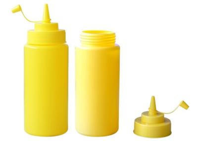 China As garrafas plásticas do molho do amarelo do produto comestível com molho tampam, espremem a garrafa do molho à venda