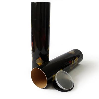 China Black Mailing Paper Tube packaging For Map / Documents With Plastic PP Lid for sale