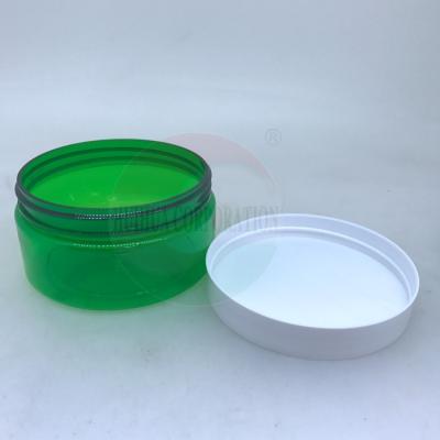 China Empty Plastic PET Jar With Green Body / Cream Jars Cosmetic Packaging for sale