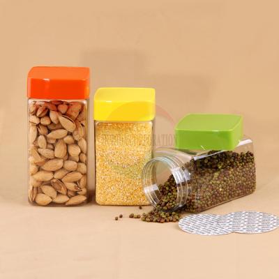 China Clear 700ML 880ML Plastic Candy Cookie Square Jar for sale