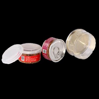 China Transparent PET Plastic Storage Jam Packaging Jar With Aluminum Lid for sale