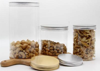 China 500ml Clear PET Plastic Candy Jars With Aluminum Lids And Screw Caps for sale