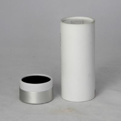 China Eco-friendly White Paper Cans Packaging with Silver Lid for Cosmetics for sale