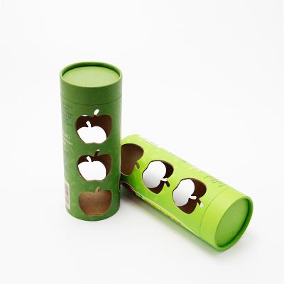 China Round Full Color Paper Cans Packaging Apple Christmas Paper Tube for sale