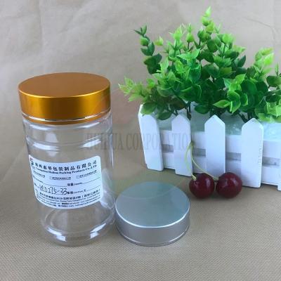 China Snack Food Sealed Plastic Cylinder Packaging PET Jar Silver Aluminum Lid for sale