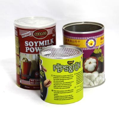 China Custom Aluminium Easy Open Lid Paper Composite Cans for Oatmeal Cereal Dried Fruits and Nuts for sale