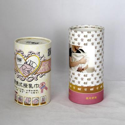 China Water Proof Recyclable Cylinder Paper Cans Packaging for Handkerchief Scarves Nursing Towel for sale