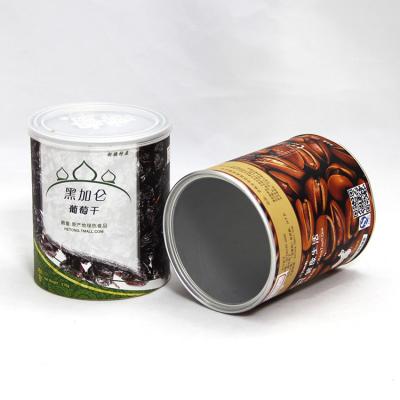 China SGS-FDA certificou as latas compostas de papel do cilindro com a tampa aberta fácil para frutos e porcas secados à venda