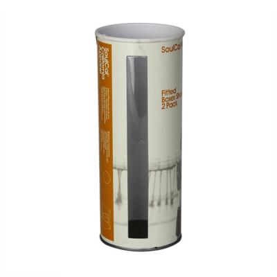 China Fashinal Orange Cardboard Paper Composite Cans with Clear Window and Metal Bottom for Unferwear T-shirt Clothing for sale