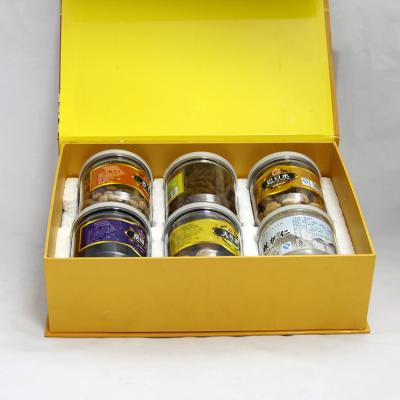 China Eco-friendly Yellow Magnetic Recycled Paper Gift Boxes for Food , Tea ,  Dried Fruit for sale