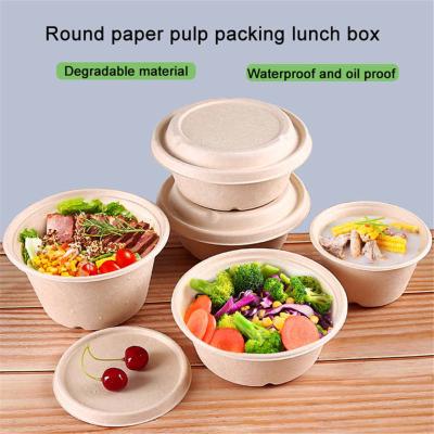 China Circular Disposable Food Takeaway Box Paper Pulp Lunch Box Degradable for sale