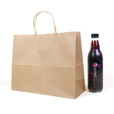 China Reusable Logo Printed Kraft Paper Shopping Bag With Twisted Handle for sale