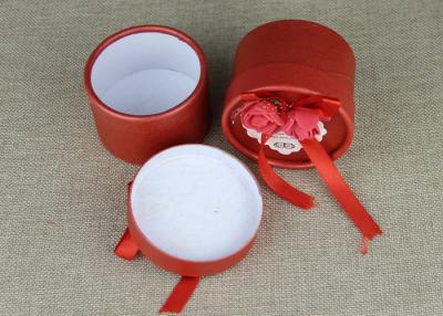 China Round Red Ribbon Cardboard Box Packaging Cans Packaging For Wedding Candy Packaging for sale