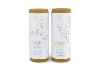 China Elegant Gold Stamping Cardboard Tube Packaging with Cork for Perfume / Essential Oil for sale