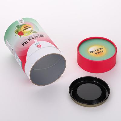 China Powder Tea Packaging Paper Tube Cardboard Inner Aluminum Foil With Metal Lid for sale