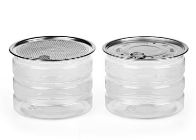China Recyclable PET Packaging Can Clear Plastic Easy Open Lid Cylinder Jar for sale