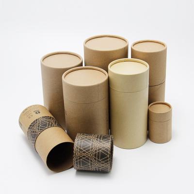 China Custom Printed Cylinder Kraft Paper Tube Recyclable Tea Packaging Containers for sale