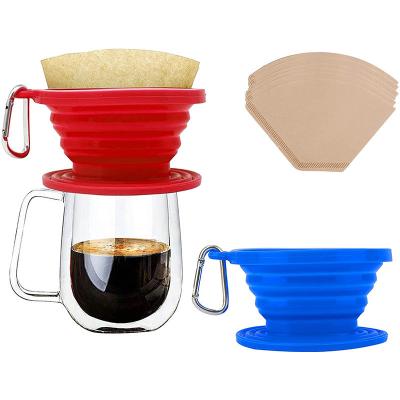 China Eco-Friendly Fold Reusable Pour Over Dripper Silicone Folding Coffee Filter for sale