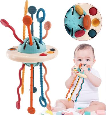 China Baby Sensory Montessori Silicone Toy Travel Pull String Activity Toy for Toddlers for sale