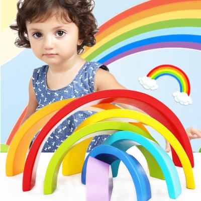 China Colorful Rainbow Building Block Creative Educational For Kids Silicone Stacking Toys for sale