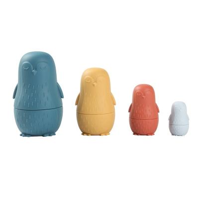 China Baby Toys Bpa Free Teether Customized Montessori Russia Silicone Nesting Doll for sale