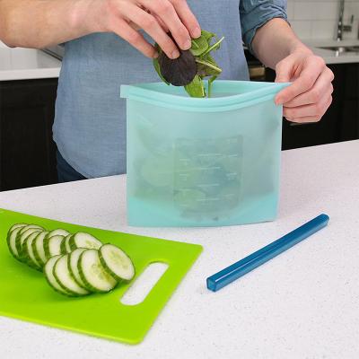 China Leakproof Flat Collapsible Grade Reusable Clear Bags Silicone Food Storage Bag for sale