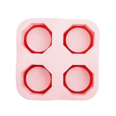 China 4 Cubes Flexible With Spill-resistant For Cocktail Whisky Silicone Ice Cube Tray for sale