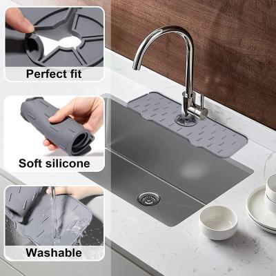 China Sink Draining Pad Behind Faucet Splash Water catcher Mat Silicone Faucet Mat for Kitchen for sale