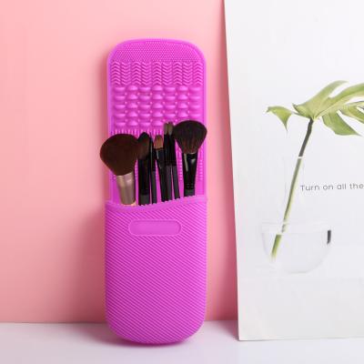 China Reusable Makeup Brush Cleaner Women Carrying Silicone Folding Cosmetic Organizer for sale