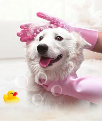 Chine Gants de massage toilette toilette chien nettoyage lavage outil de bain shampooing peigne à main silicone brosse pour animaux de compagnie à vendre