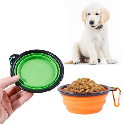 China Customized Travel Portable Folding Bowls With Carabiners Silicone Dog Bowl for sale