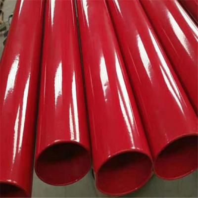 China Tubo de acero revestido con plástico tubo de acero galvanizado en caliente tubo de acero rojo de fuego tubo de acero con ranura o extremo de roscado en venta