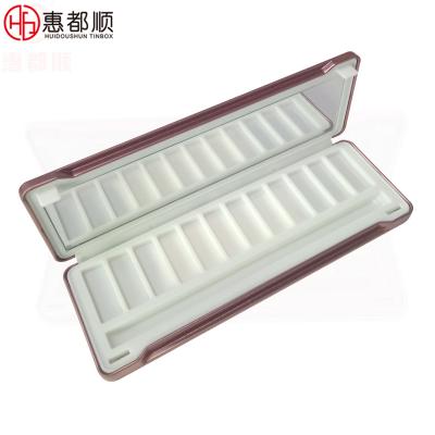China wholesale eyeshadow tin case, 200x68x15mm Large Rectangle Metal Gift Cosmetic  Gift Tin Box With Mirror 12color for sale