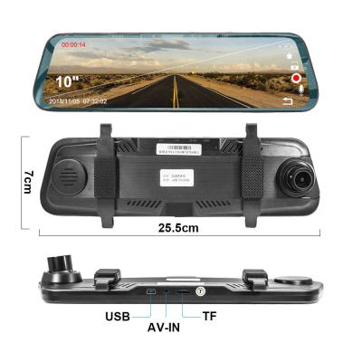 China 1080P 1O Inch Stream Media Dual Lens Car Video Dash Camera for sale