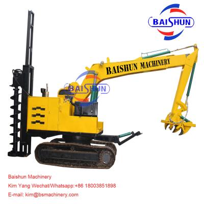 China 5-8T Crane Auger Pole Erection Machine Drilling Rig Mounted On Tractor For Telegraph for sale