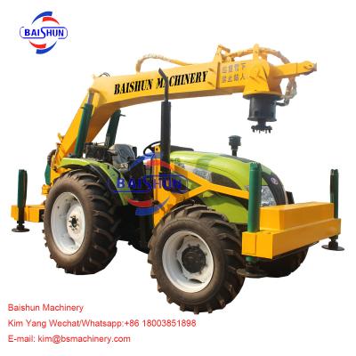 China 110HP Tractor Mounted Pole Erection Machine With Crane and Auger Color Optional for sale