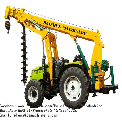 China Steel Skid Loader Post Hole Digger / Yellow Light Pole Installation Equipment for sale
