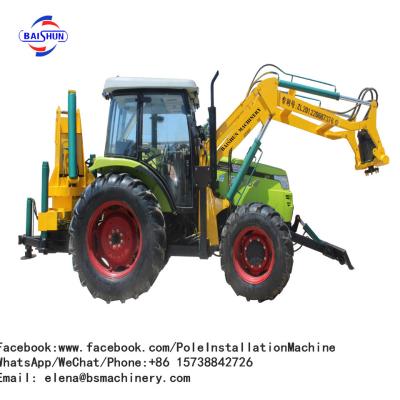 China Teardrop Flag Outdoor Pole Erection Machine Tractor Shovel Drilling With Crane for sale