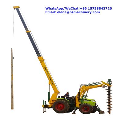 China Máquina integrada de la erección de poste de la grúa del tractor para la excavación del hoyo de postes del cemento en venta