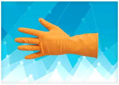 China Dip Flock - Lined Non Powdered Latex Gloves , Orange Color Latex Exam Gloves for sale