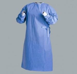 China Vestidos quirúrgicos estéril azules bacterianos antis, vestidos quirúrgicos del paño con 4 correas de cintura en venta