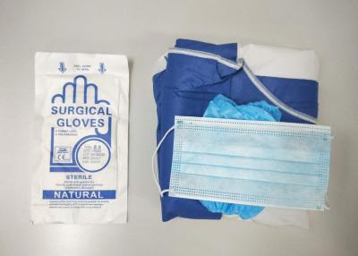 China Doctor Disposable Surgical Drapes And Gowns SMS / SPP Non Woven With Face Mask for sale