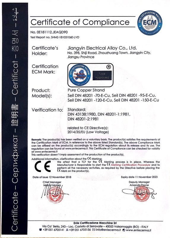  - Jiangyin Electrical Alloy Co., Ltd.
