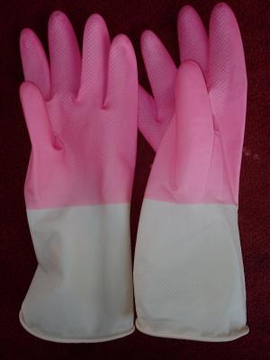 China 50g Bi-color rubber gloves dish washing gloves labor supply multipurpose rubber gloves for sale