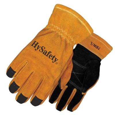 China XXS - XXL Cow Split Safety Firefighter Gloves Heat Resistant With Ventilation for sale
