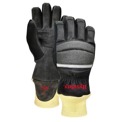 China Firefighter Flame Resistant Gloves XXS - XXL Elastic Wrist Closure Para Aramid Lining for sale